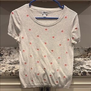 J. Crew Women's Gray Heart Pattern Top